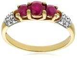 10k Yellow Gold Ruby Ring w/ Diamond Accent