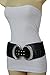 TFJ Women Fashion Stretch Belt Waist Hip Silver Metal Buckle S M Dark Brown