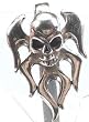 Fire Skull Pewter Pocket Clip Keychain Key Chain