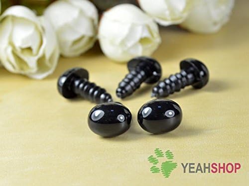 12mmx9mm Black Oval Safety Nose / Plastic Nose - 5pcs