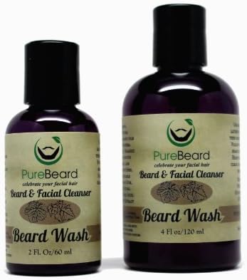 PureBeard Natural Beard Wash (The Original, 2 Fl. Oz - 60 ml) with Kent 81T Beard Comb