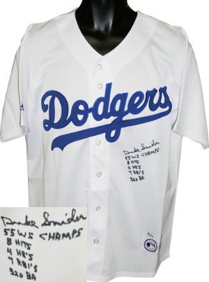 Duke Snider Signed Brooklyn Dodgers Majestic White Jersey LTD 5 Stat inscriptions