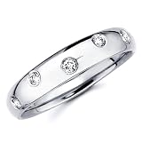 14K White Gold Round-cut Diamond COMFORT-FIT Wedding Ring Band (0.13 CTW., G-H Color, SI1-2 Clarity)