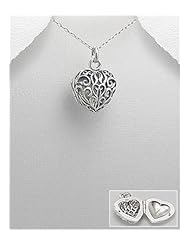 Heart Locket pendant Necklace In 92.5 Sterling Silver