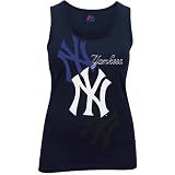 MLB Majestic New York Yankees Ladies Navy Blue Pearl Tank Top (Large)