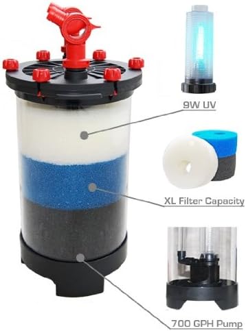 Odyssea CFS700 Aquarium Canister Filter + UV Bulb for up to 125 Gallon, 700GPH