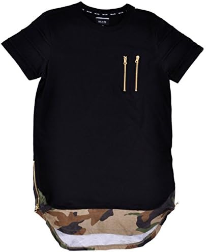 Mens Long Length Shirt Side Zipper RS1NE Elongated Camo Small