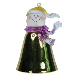 #!Cheap 3 inch Gold Bell Snowman Winter Figurines Handcrafted Statues