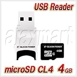 Silicon Power 4GB MICRO SDHC(Class4) CARD + USB カードReader付きの画像