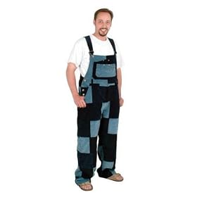 Three Tone Blue Patchwork Overalls