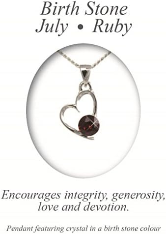 Angelys July Birthstone Necklace - Ruby Heart Pendant