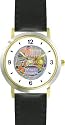 Shabbos or Sabbath Table Symbols Plate Judaica Jewish Theme - WATCHBUDDY&reg; DELUXE TWO-TONE THEME WATCH - Arabic Numbers - Black Leather Strap-Children's Size-Small ( Boy's Size & Girl's Size )