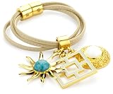 Trina Turk Tan Leather Gold Charm Bracelet