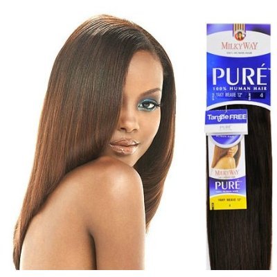 PURE YAKY WEAVE 16" - MilkyWay 100% Human Hair Weave Extensions #1B