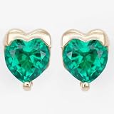 Ladies Created Emerald Earrings in 14k Gold