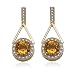 18k Yellow Gold Plated Sterling Silver Citrine 8mm and Diamond Earrings