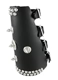 Black Leather Spiked Studded Gauntlet Wristband Wrist Band