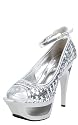 Mica09 Square Sequin Cutout Platform Heels SILVER