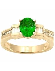 14K Yellow Gold Emerald and Diamond Ring -- LIFETIME WARRANTY