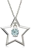 Sterling Silver Blue Topaz Star Pendant, 18