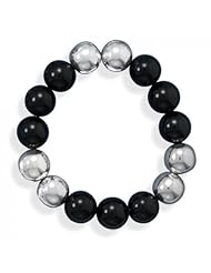 MMA Silver - Black Onyx and Sterling Silver Bead Bracelet
