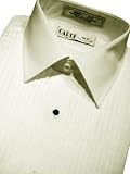 Laydown Collar Tuxedo Shirt 1/4 Inch Pleat Microfiber, Ivory