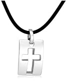 Sterling Silver Cross Pendant on Rubber Cord by Zina, 17