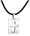Sterling Silver Cross Pendant on Rubber Cord by Zina, 17"