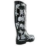 P11 Ladies Black Skull Print Wellington Boots Sizes 3-8 UK