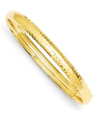 14k Yellow Gold 4/16 Hammered Fancy Hinged Bracelet Bangle. Metal Wt- 6.28g