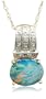 14k Yellow Gold 7x9mm Opal and Diamond Pendant, 18"