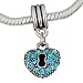 Pandora Style Antique Silver Plated KEY to My HEART Blue Stone Bead *Fits Pandora, Chamalia, Biagi