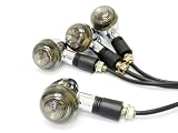 Motorcycle 4pcs Smoke Front and Rear Mini Chrome Turn Signals Indicators Blinkers Lights Fits Metric Cruisers, Harleys, Choppers Enhance the look with these Mini Bullet Chrome Custom Turn Signals Blinkers, Harley Davidsons, Suzuki, Honda, Kawasaki, Yamaha Cruisers