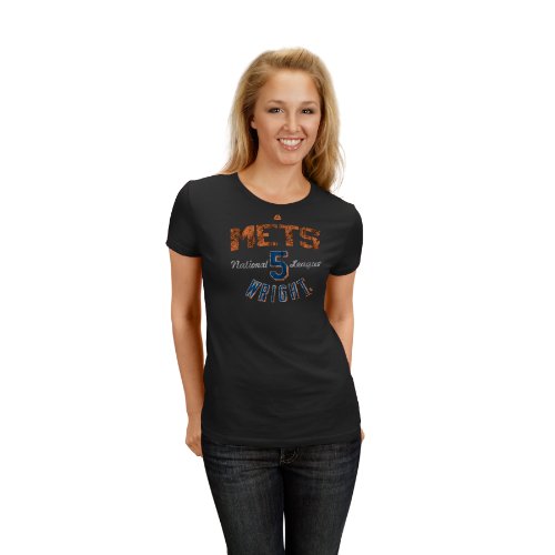 MLB David Wright New York Mets Women's Short Sleeve Crew Neck Tee (Black, Medium)