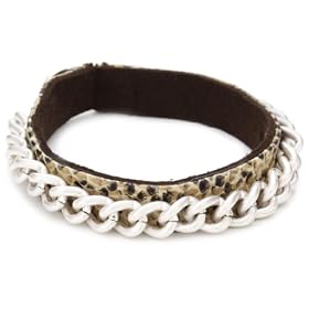 Kenneth Cole New York Urban Snake Snake Print Silver Chain Br