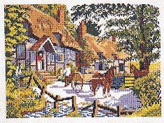 Eva Rosenstand English Cottage Horses Counted Cross Stitch Kit #14-095