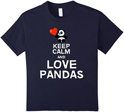 Kids Keep Calm And Love Pandas shirt - Funny Panda Tshirt 12 Navy