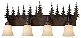 Vaxcel USA VL55504BBZ Yosemite 4 Light Rustic Bathroom Vanity Lighting Fixture in Bronze, Glass