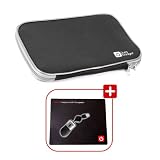 DURAGADGET Black "Travel" Water Resistant & Shock Absorbent Neoprene Laptop Sleeve With Dual Zips For Toshiba Satellite L855-10P, C855-10Z & Pro C850-11C + BONUS Mini Mouse + FREE Mouse Mat Gift