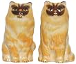 Ceramic Pottery Persian Brown Cat Salt and Pepper Shakers 3.75"H Two Sets