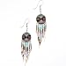 Native American Style Dangling Round Earrings In Purple And Teal - 2.5" Length