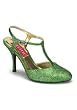Women's 3 1/2 Inch Heel Closed Toe T-Strap Glitter Sandal