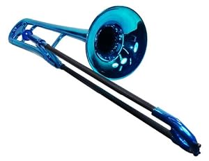 Tromba Metallic Blue Plastic Trombone with Free Stand, Bag and Maintenance Kit $102.99