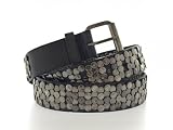CowboysBelt Unisex Leder Nietengürtel Grau, Größe:105