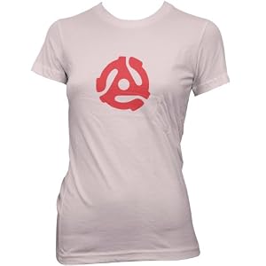 Buy 45 Adaptor (Red) Ladies Fine Jersey T-Shirt by Solid Gold Bomb