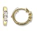 14k Yellow Gold Three-Stone Diamond Hoop Earrings in 14k Yellow Gold (with Safety Lock)