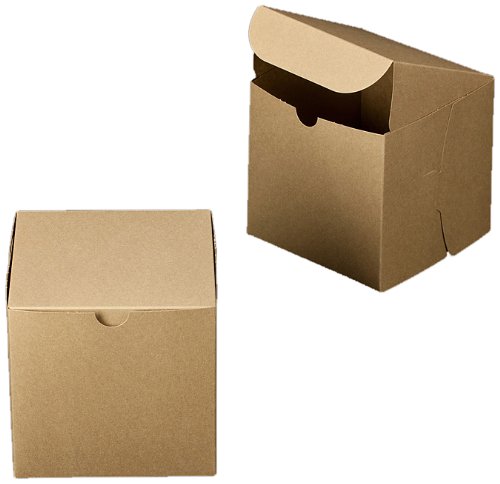 Dress My Cupcake Lock and Tab Square Cupcake Box with Lid, Brown, Set of 100
