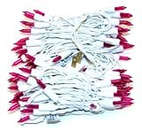 100 Light White Wire Pink Icicle Light Christmas Holiday Light Bulb Set