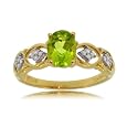 14K Two Tone Gold Open Ring W Peridot & Diamonds