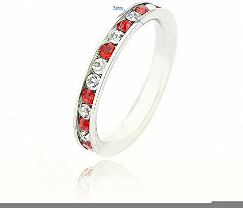 size 6 Stainless Steel Wholesale Hot Red Ruby Lady Ring 316L Titanium Stainless Steel .3Ct Eternity Ring